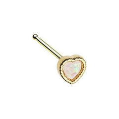 Golden Glitter Opal Heart Shape Nose Stud Ring.