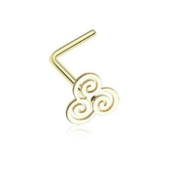 Golden Gold Trinity Swirl L-Shaped Nose Ring.