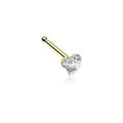 Golden Heart Glitter Sparkle Nose Stud Ring.