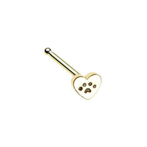 Golden Heart Paw Animal Lover Nose Stud Ring.