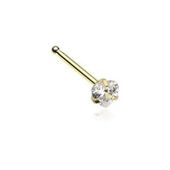 Golden Heart Prong Set Gem Top Nose Stud Ring.