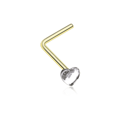 Golden Heart Sparkle L-Shaped Nose Ring.