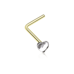 Golden Heart Sparkle L-Shaped Nose Ring.