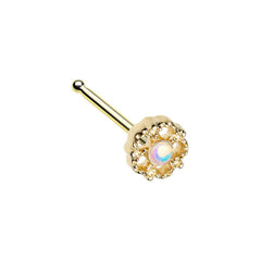 Golden Illuminating Lotus Ornate Nose Stud Ring.