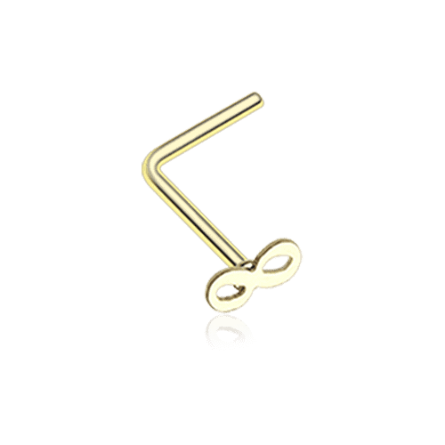 Golden Infinity Loop L-Shaped Nose Ring.