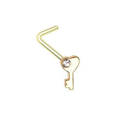 Golden Key to my Heart L-Shape Nose Ring.