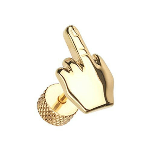 Golden Middle FU Finger Steel Fake Plug.