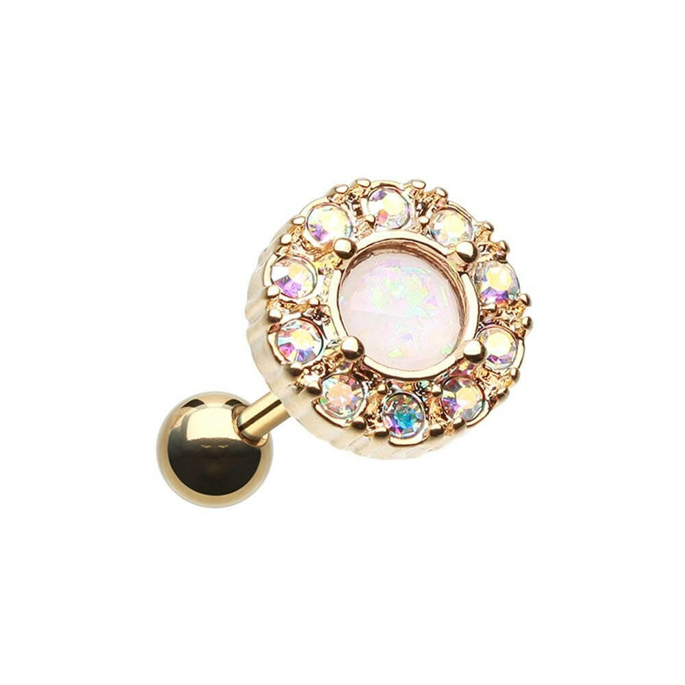 Golden Opal Elegance Cartilage Tragus Earring.