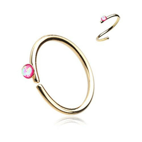 Golden Opal Sparkle Bendable Steel Nose Hoop.