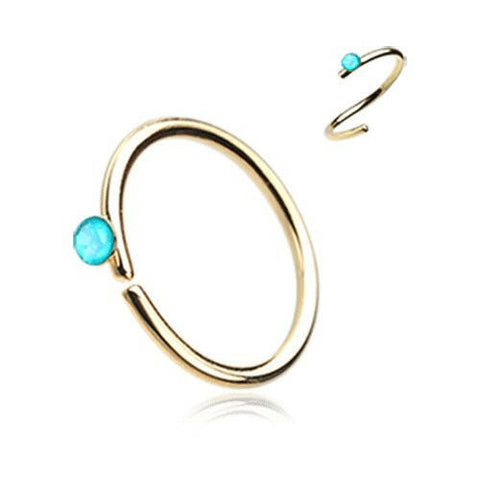 Golden Opal Sparkle Bendable Steel Nose Hoop.