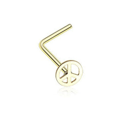 Golden Peace Icon L-Shaped Nose Ring.