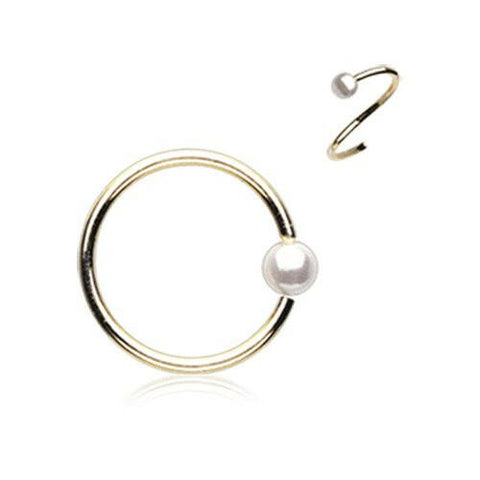 Golden Pearl Bead Bendable Nose Hoop.