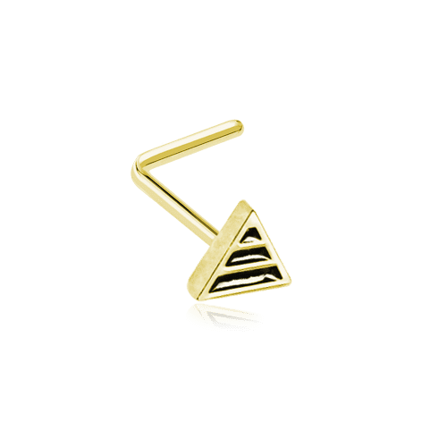 Golden Pharoah Striped Triangle L-Shaped Nose Ring.