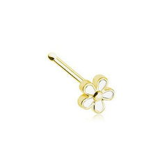 Golden Plumeria Petal Flower Nose Stud Ring.