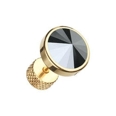 Golden Pointy Faceted Crystal Steel Fake Plug.