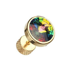 Golden Pointy Faceted Crystal Steel Fake Plug.