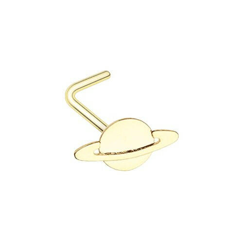 Golden Saturn Planet L-Shape Nose Ring.