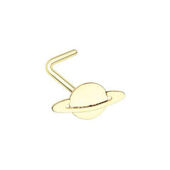 Golden Saturn Planet L-Shape Nose Ring.