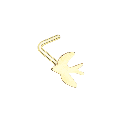 Golden Soaring Swallow L-Shape Nose Ring.