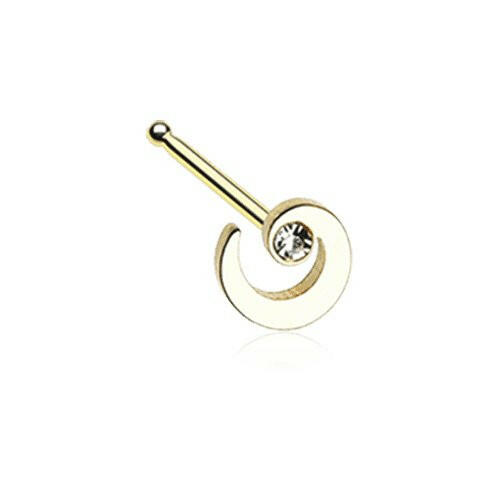 Golden Spiral Swirl Sparkle Nose Stud Ring.