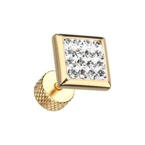 Golden Square Multi-Sprinkle Dot Multi Gem Steel Fake Plug.