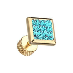 Golden Square Multi-Sprinkle Dot Multi Gem Steel Fake Plug.