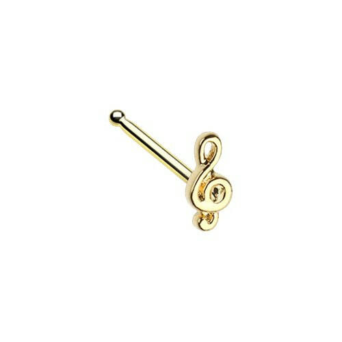 Golden Treble Clef Music Note Nose Stud Ring.