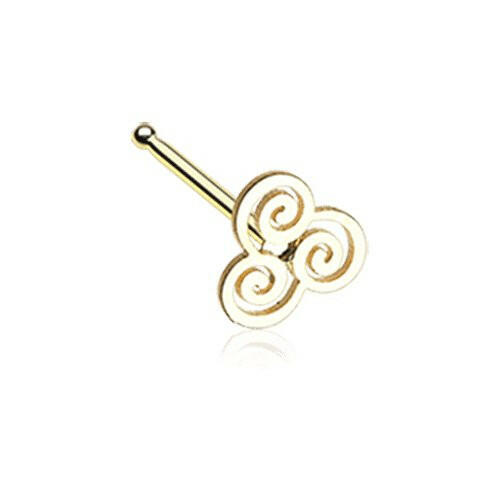 Golden Trinity Swirl Nose Stud Ring.