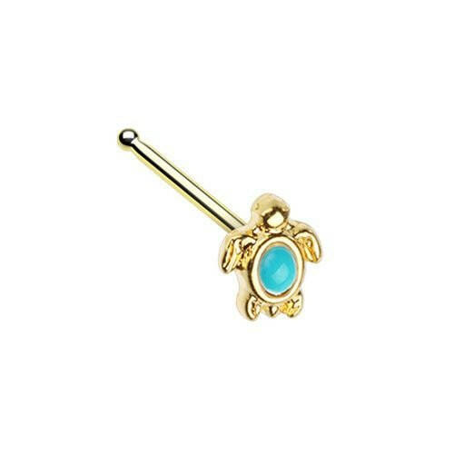 Golden Turquoise Sea Turtle Nose Stud Ring.