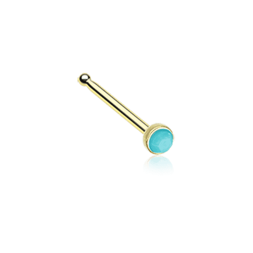 Golden Turquoise Stone Nose Stud Ring.