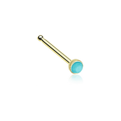 Golden Turquoise Stone Nose Stud Ring.