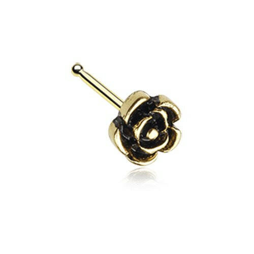 Golden Vintage Rose Icon Nose Stud Ring.