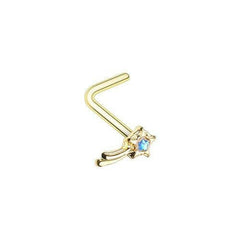 Golden Wishing Opal Shooting Star L-Shape Nose Ring.