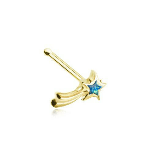 Golden Wishing Opal Shooting Star Nose Stud Ring.