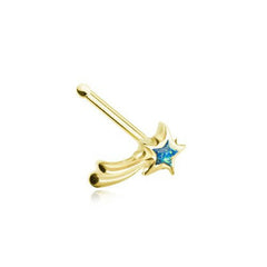 Golden Wishing Opal Shooting Star Nose Stud Ring.