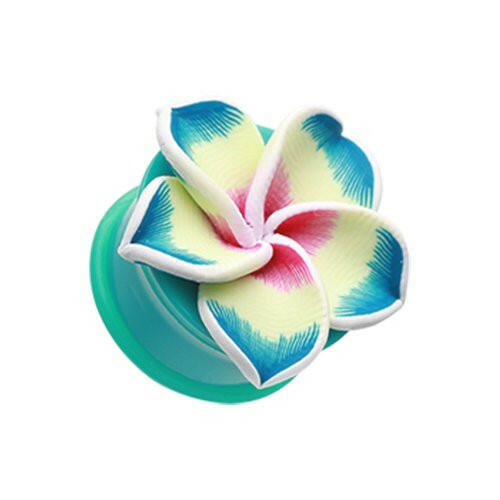 Hawaiian Plumeria Flower Acrylic Ear Gauge Plug.