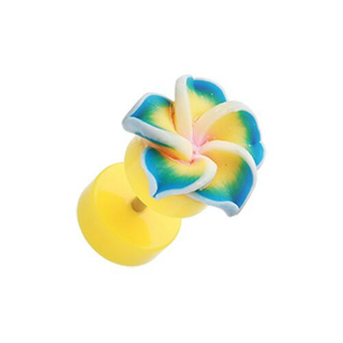 Hawaiian Plumeria Flower Acrylic Fake Plug.