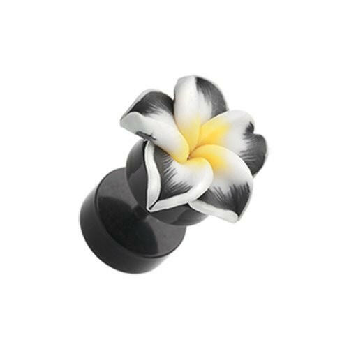 Hawaiian Plumeria Flower Acrylic Fake Plug.