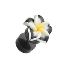 Hawaiian Plumeria Flower Acrylic Fake Plug.