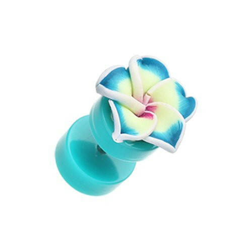 Hawaiian Plumeria Flower Acrylic Fake Plug.