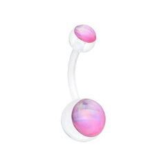 Hologram Bio Flexible Shaft Acrylic Ball Belly Button Ring.