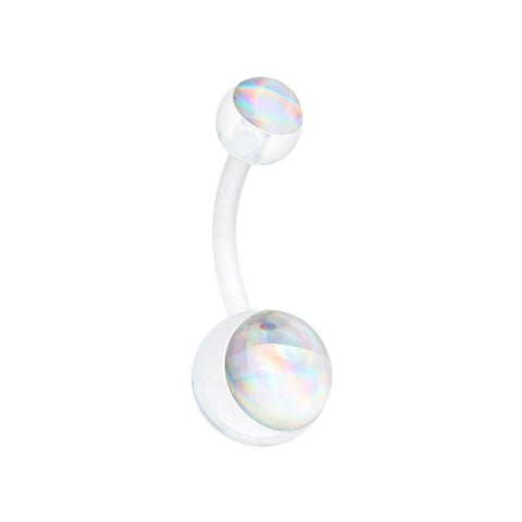 Hologram Bio Flexible Shaft Acrylic Ball Belly Button Ring.