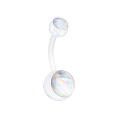 Hologram Bio Flexible Shaft Acrylic Ball Belly Button Ring.