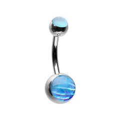 Hologram Sparkle Steel Belly Button Ring.