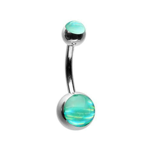 Hologram Sparkle Steel Belly Button Ring.