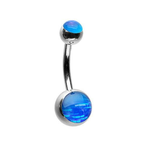 Hologram Sparkle Steel Belly Button Ring.