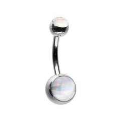 Hologram Sparkle Steel Belly Button Ring.