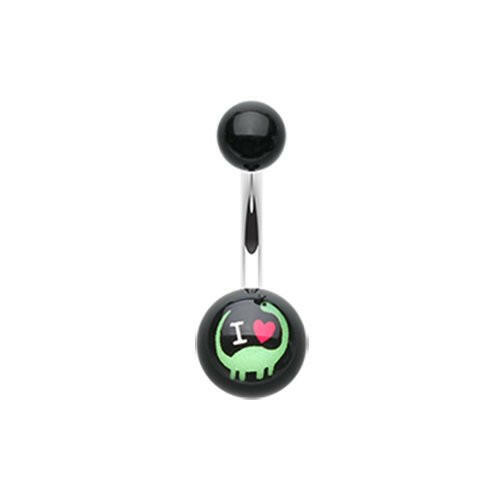 I heart Dino Acrylic Logo Belly Button Ring.