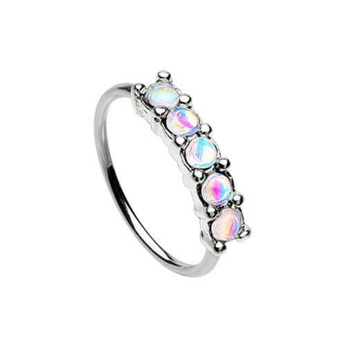 Illuminating Seamless Prong set 5 Gem Bendable Nose Hoop.