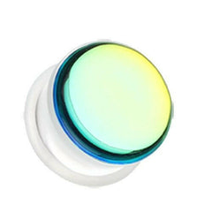 Illuminating Synthetic Moonstone Acrylic Single Flared Ear Gauge Plug.